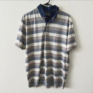Daniel Cremieux Signature Pima Cotton Stripe Short Sleeve Polo Shirt Large L